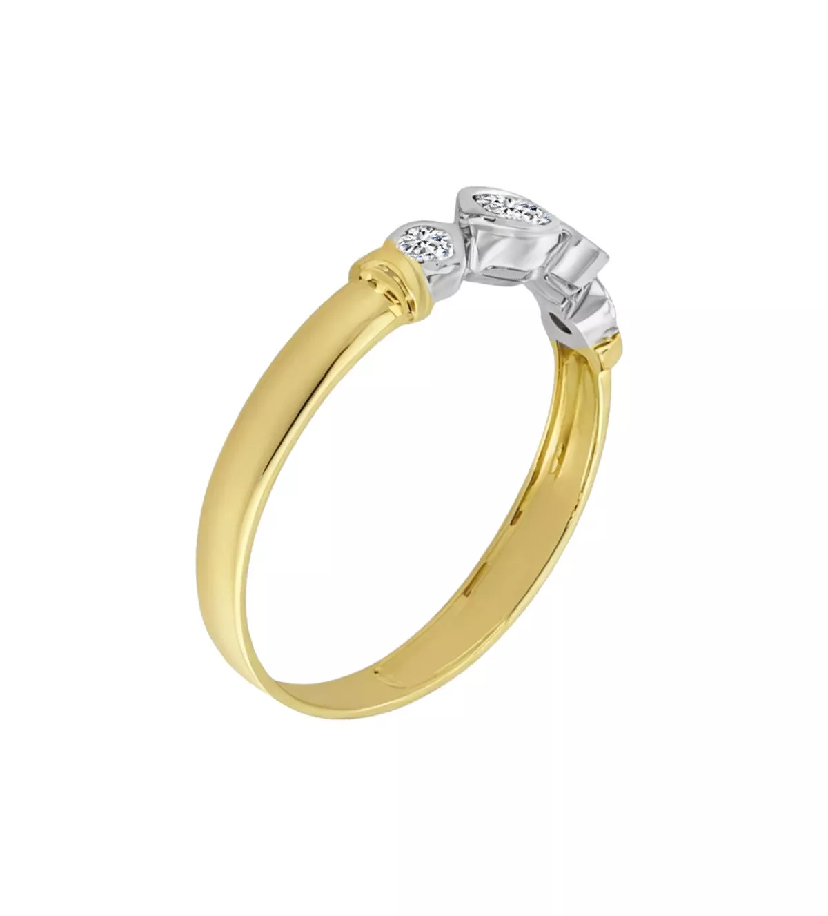 Anillo de compromiso "Armonía" 192_Z0520 anillo de compromiso oro bicolor 18 ktes con diamantes Armonia vista lateral