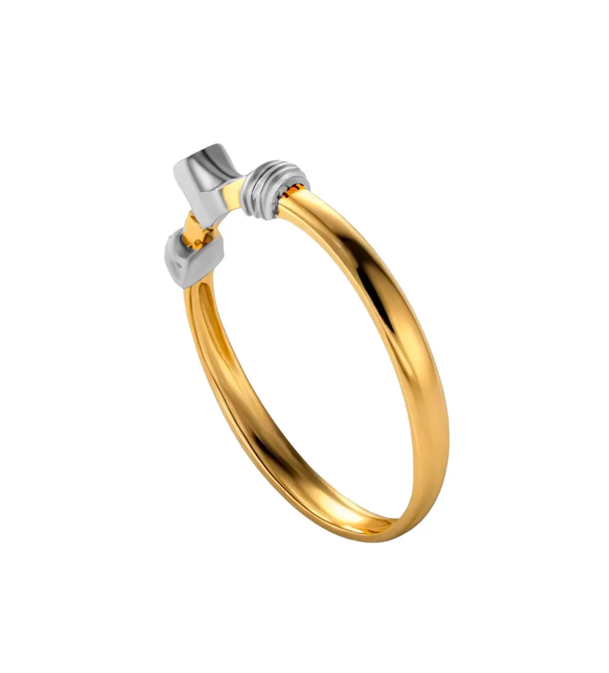 Anillo de oro 18k con detalles en oro blanco y diamante Anillo de oro 18k con detalles en oro blanco y diamante - Imagen 3