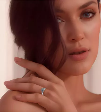 anillo de compromiso oro blanco 18 ktes con diamantes