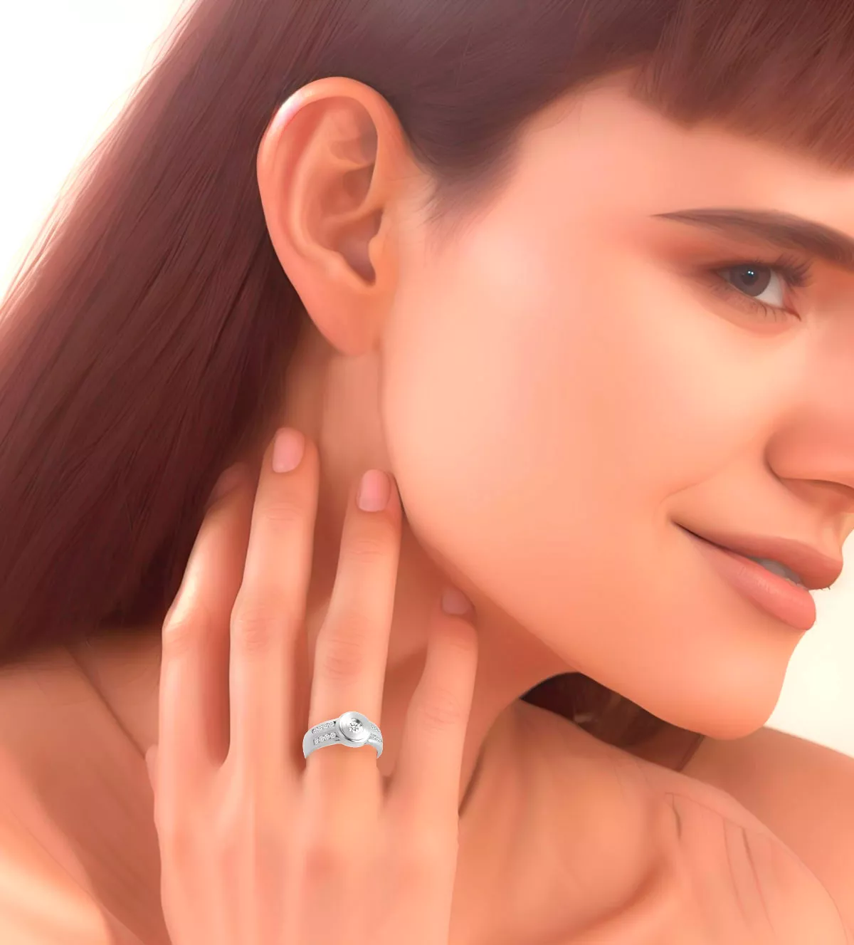 Anillo compromiso oro blanco con diamantes Susurro de Amor anillo de compromiso oro blanco y diamantes foto modelo