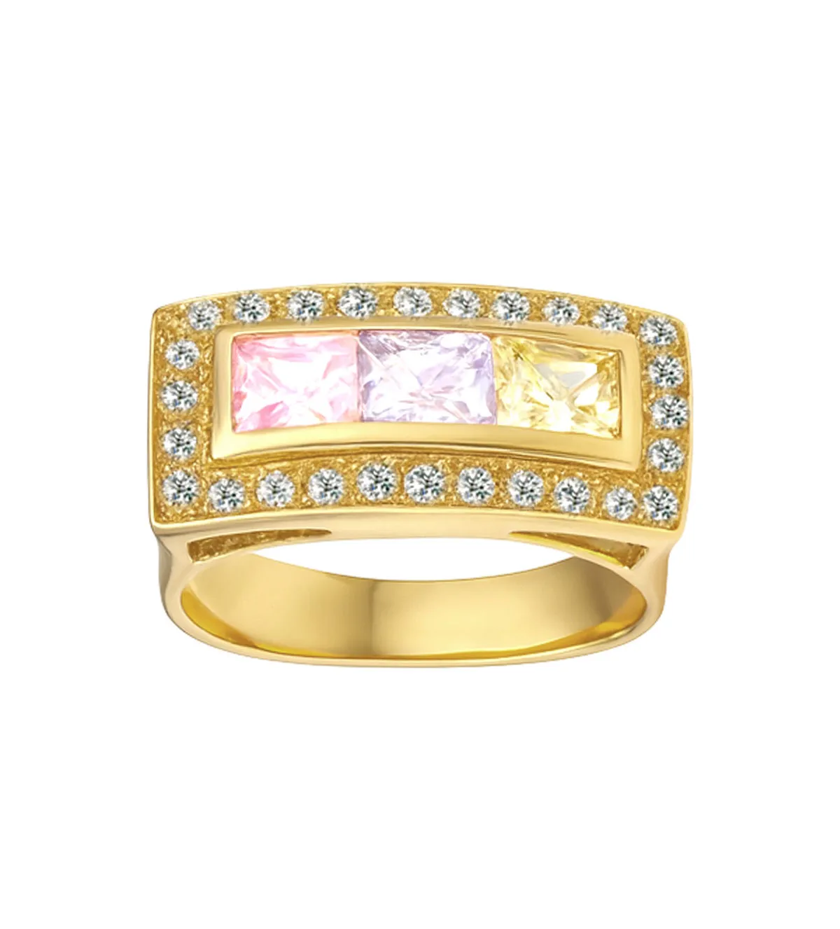 Anillo de oro amarillo y piedras semipreciosas. 002_51960-S anillo de oro 18k con piedras multicolores y circones 002_51960-S