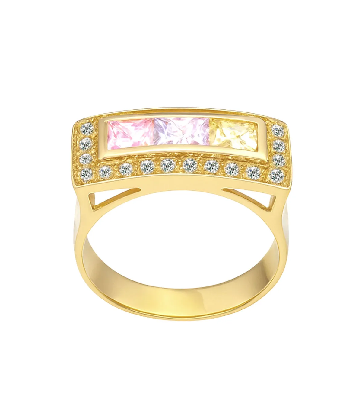 Anillo de oro amarillo y piedras semipreciosas. 002_51960-S anillo de oro 18k con piedras multicolores y circones 002_51960-S toma cenital