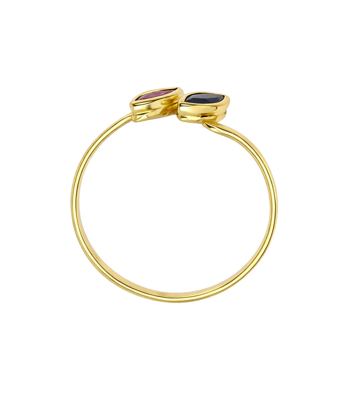 Sortija de oro amarillo 18K con rubí y zafiro 036_S66122 anillo de oro 18k con zafiro y rubi talla nave 036_S66122_01