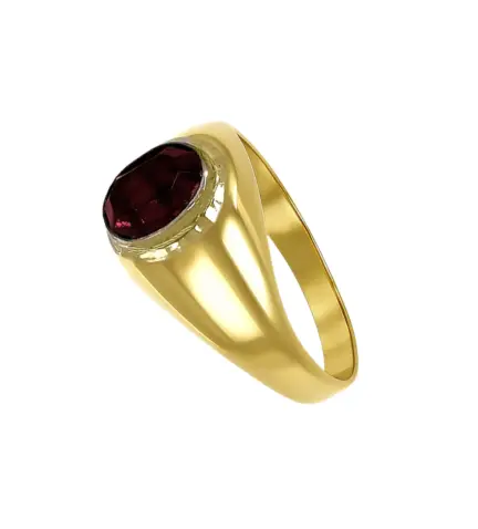 anillo de oro 18k para nino simil rubi 002_107-SR toma oblicua