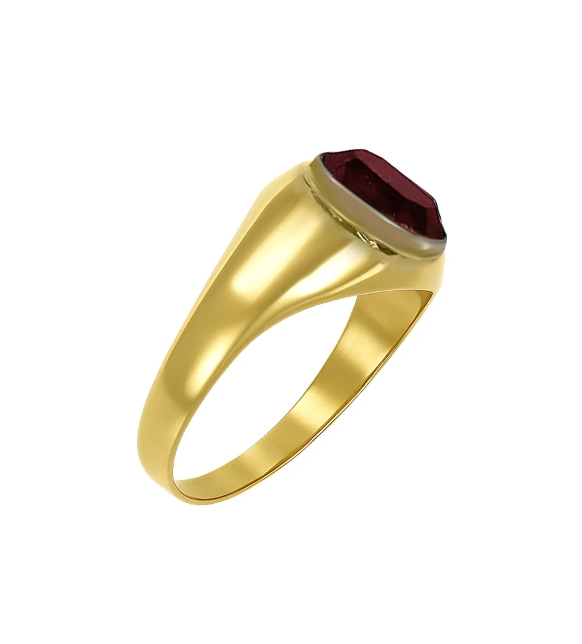 Anillo de oro sello para niño símil rubí 002_107-SR anillo de oro 18k para nino simil rubi 002_107-SR toma lateral