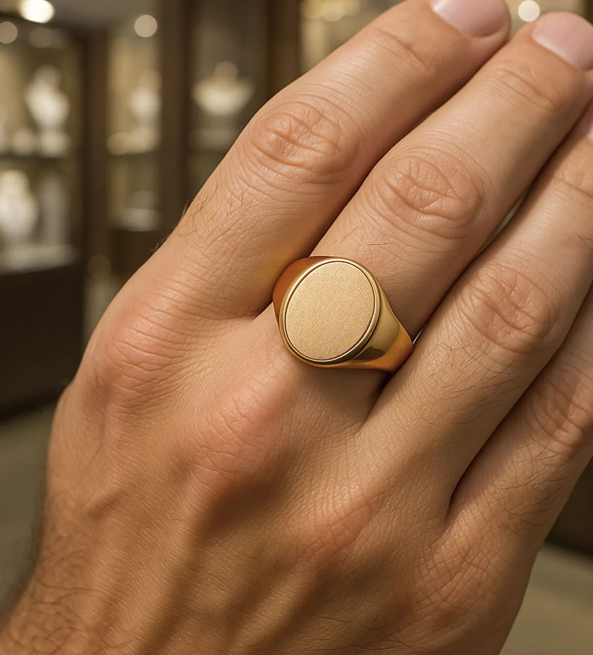 Anillo de oro 18k sello de hombre para grabar 157_S0002 anillo-de-oro-18k-sello-oval-para-grabar-157_S0002 modelo mano