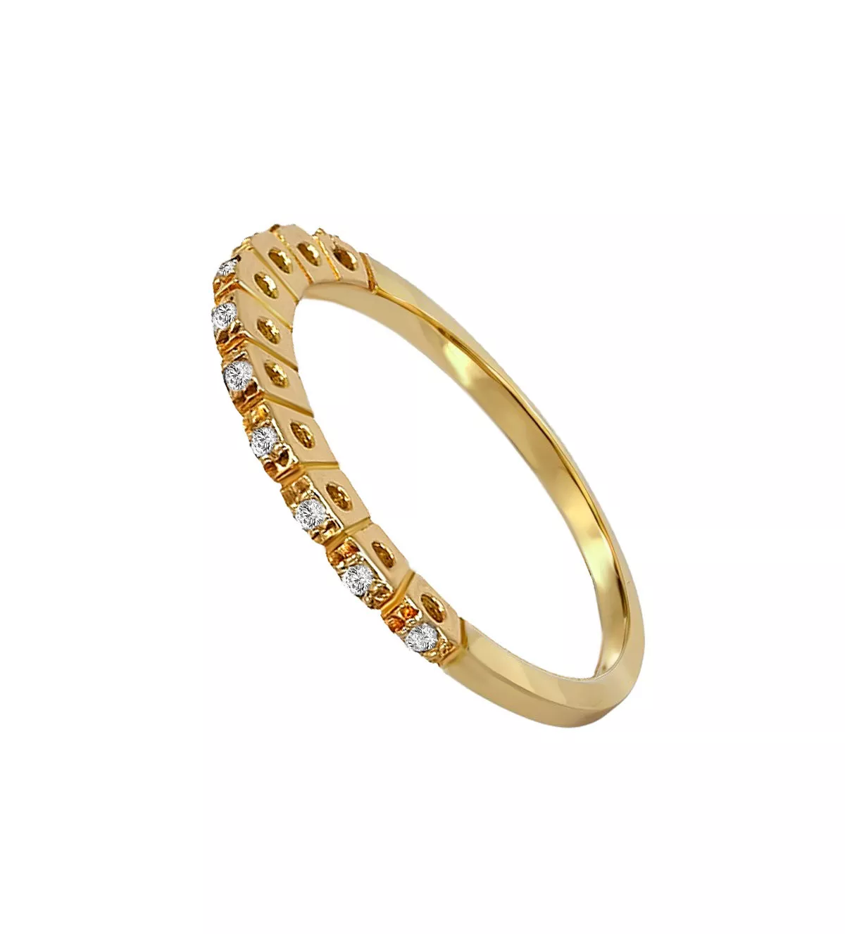 Anillo de oro amarillo ajustador con brillantes anillo de oro con diamantes ajustado toma de lado