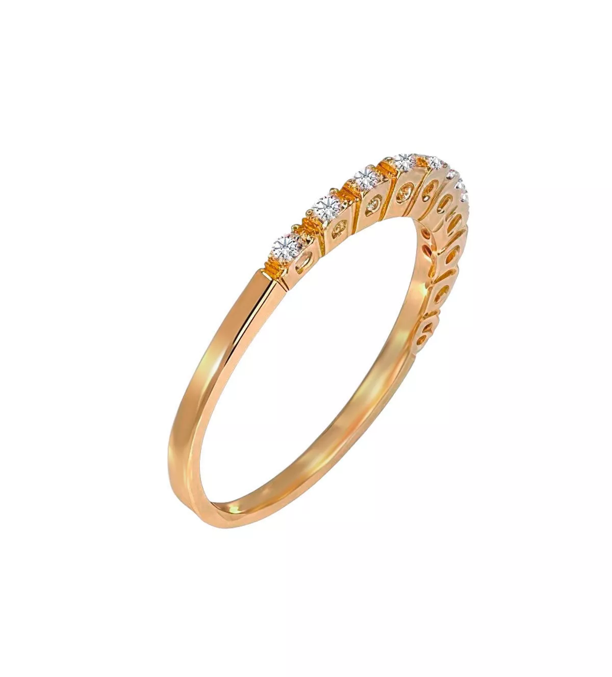 Anillo de oro amarillo ajustador con brillantes anillo de oro con diamantes ajustado toma oblicua