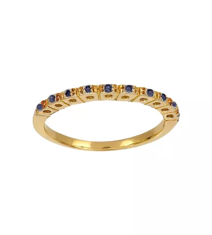 anillo de oro amarillo con zafiros tipo ajustador