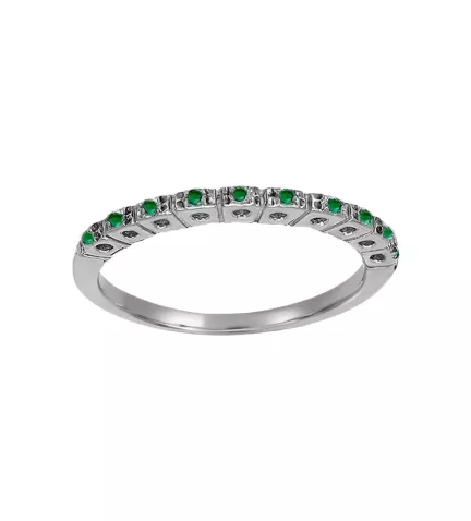 anillo de oro blanco con esmeraldas tipo ajustador