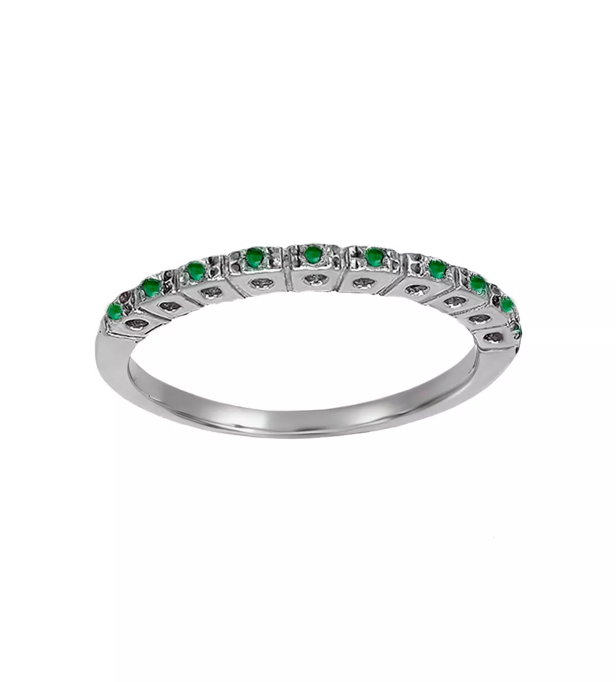 Anillo de oro blanco ajustador con esmeraldas anillo de oro blanco con esmeraldas tipo ajustador