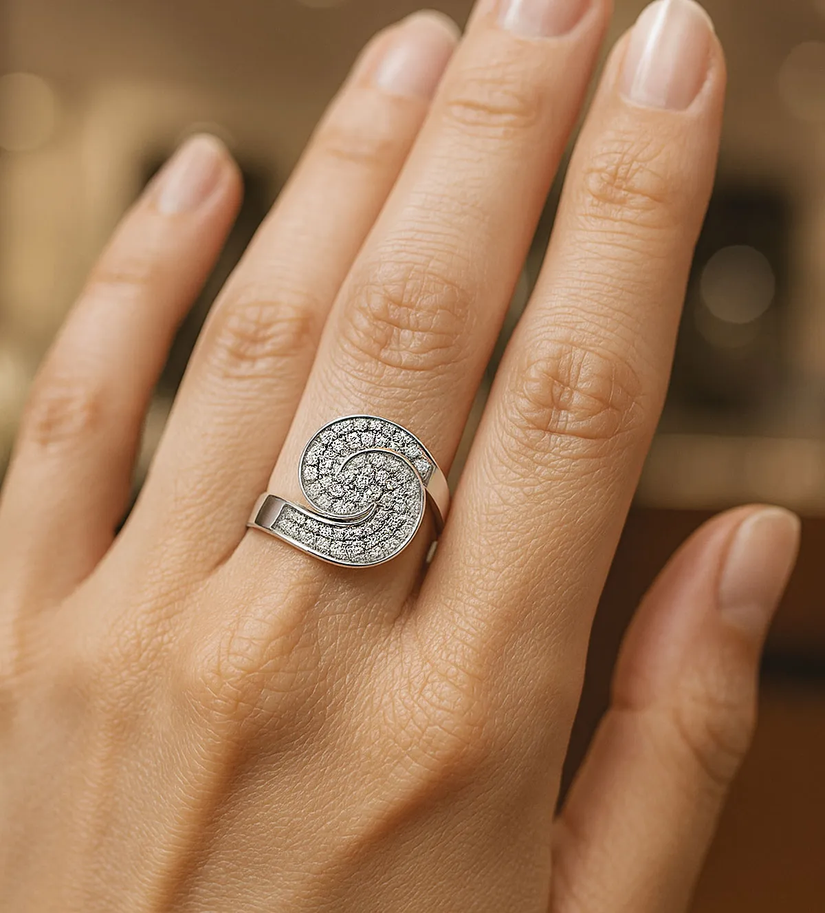 Anillo de oro blanco 18K con circones 083_JI162 anillo-de-oro-blanco-18-ktes-con-circones-083_JI162 modelo mano