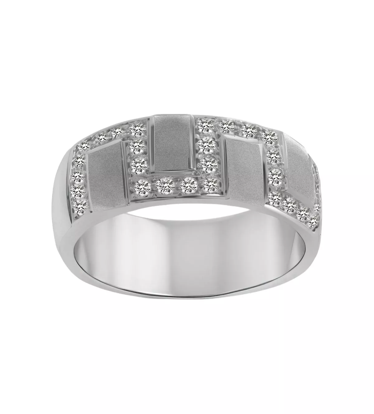 Anillo de oro blanco con diamantes Greca Mágica anillo de oro blanco 18k con diamantes