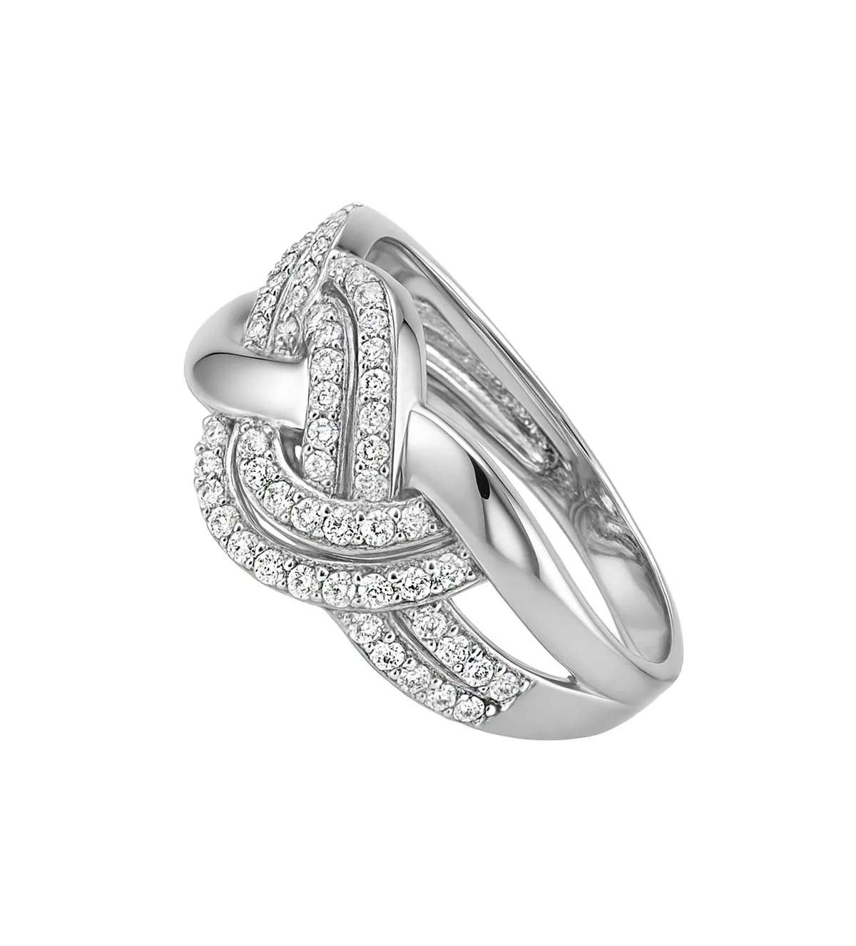 Anillo de oro blanco con circones 243_177-00689 anillo-de-oro-blanco-18k-trenza-con-circones-243_177-00689 tomo oblicua