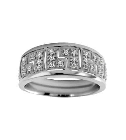 anillo de oro modelo greca con brillantes