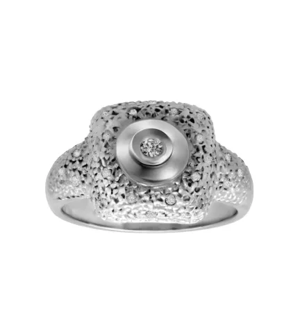 anillo de oro blanco con diamantes Lava Blanca vista de frente