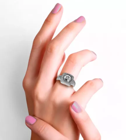 anillo de oro blanco con diamantes LavaBlanca