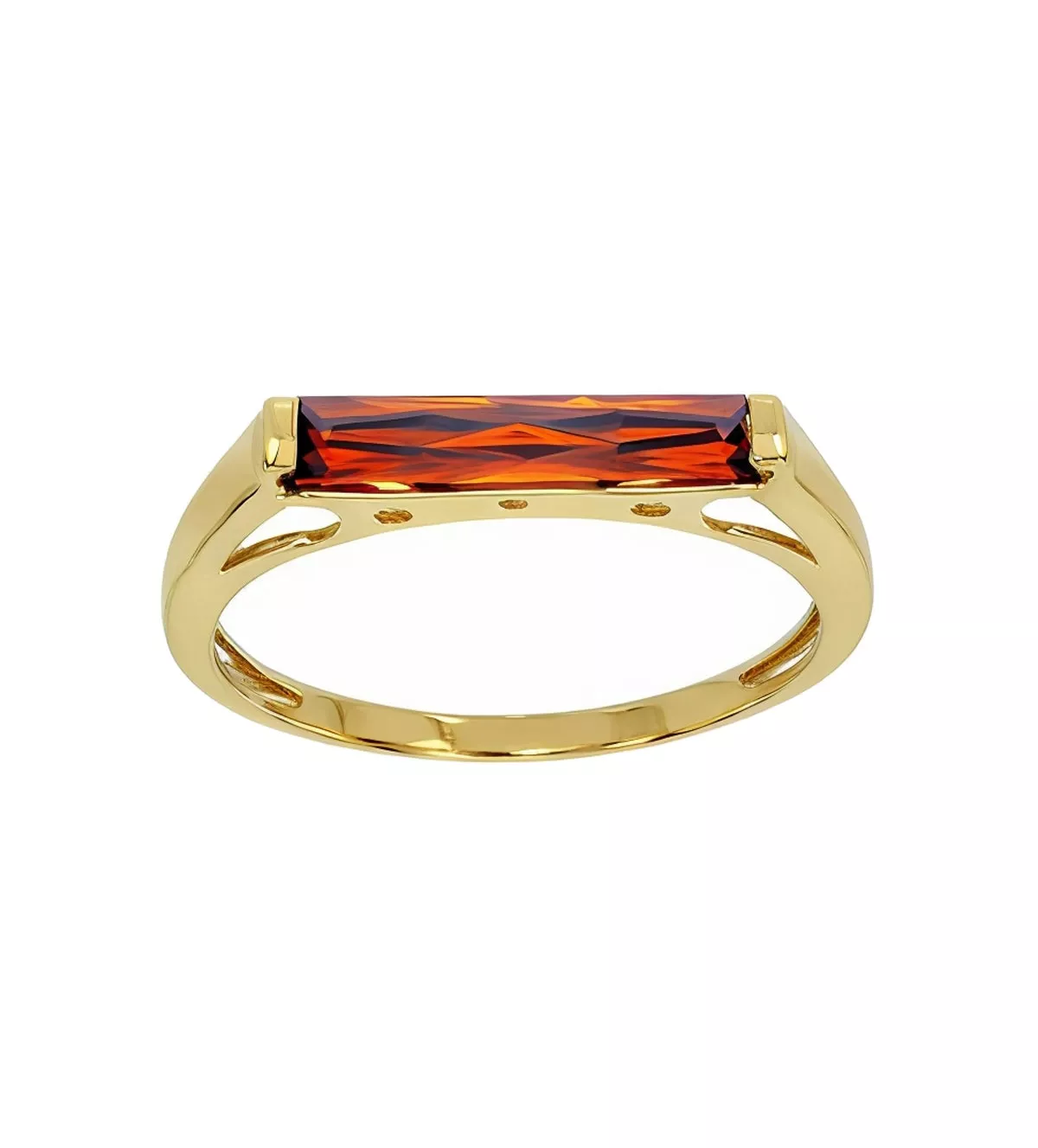 Anillo de oro 18k con cuarzo "Prisma Granate" anillo de oro con cuarzo granate foto vista frontal