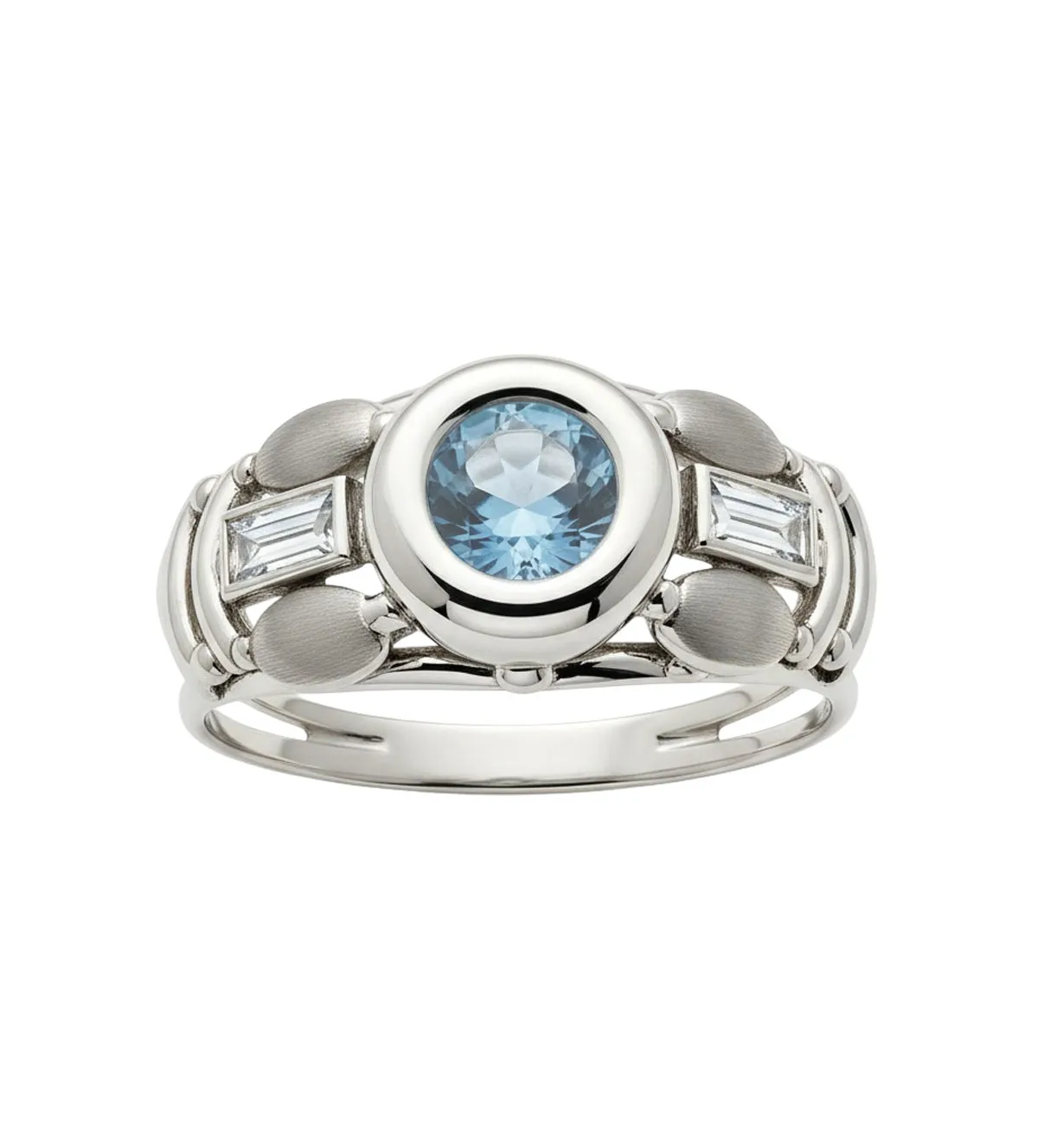 Anillo de oro blanco 18 ktes topacio azul 001_4044005-OB anillo de oro con topacio azul y circones baguette 001_4044005-OB