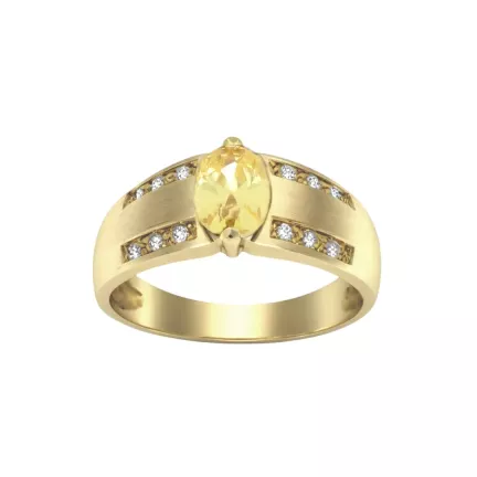 anillo de oro con zafiro amarillo SULTAN vista frontal
