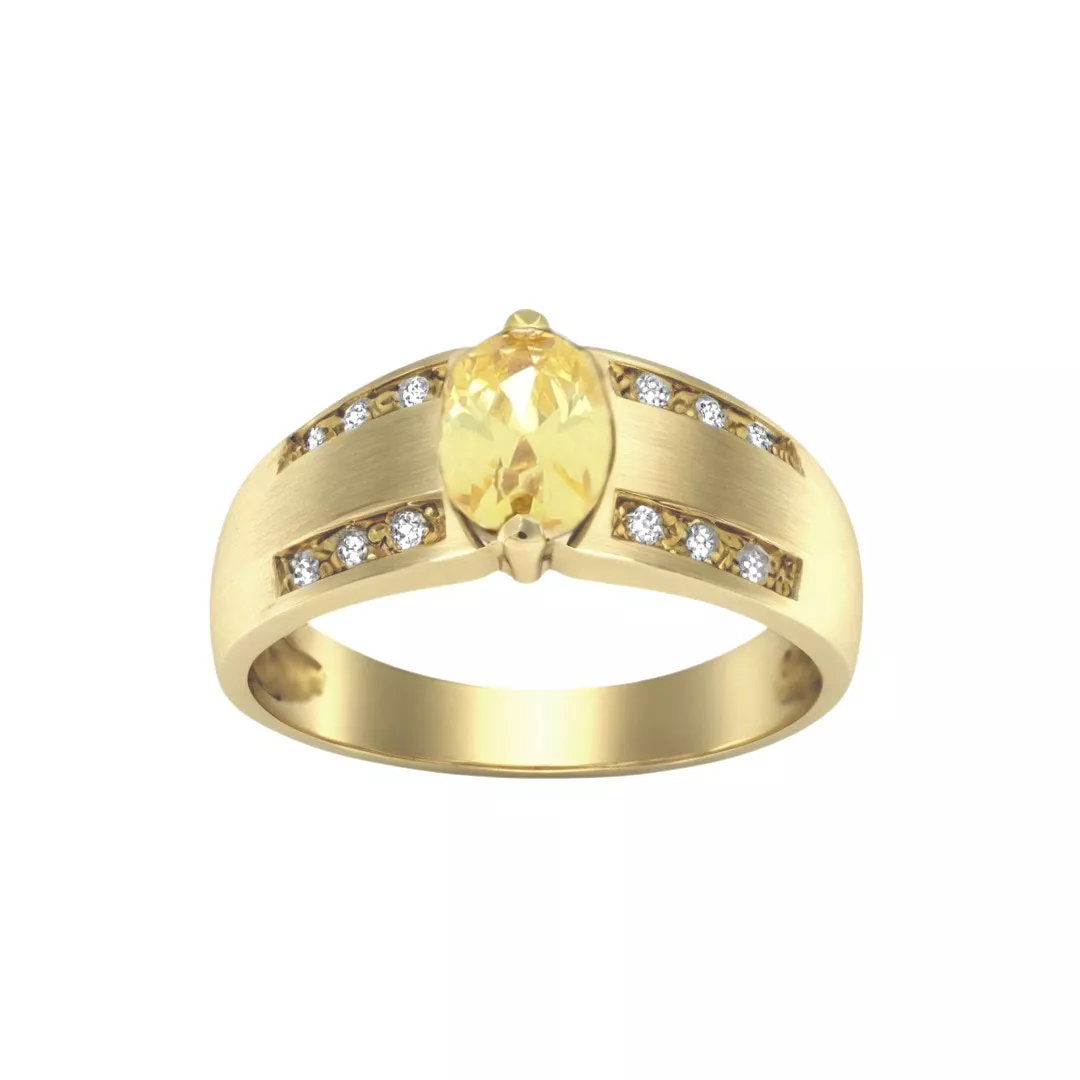 Anillo de oro 18K sortija con zafiro amarillo "Sultán" anillo de oro con zafiro amarillo SULTAN vista frontal