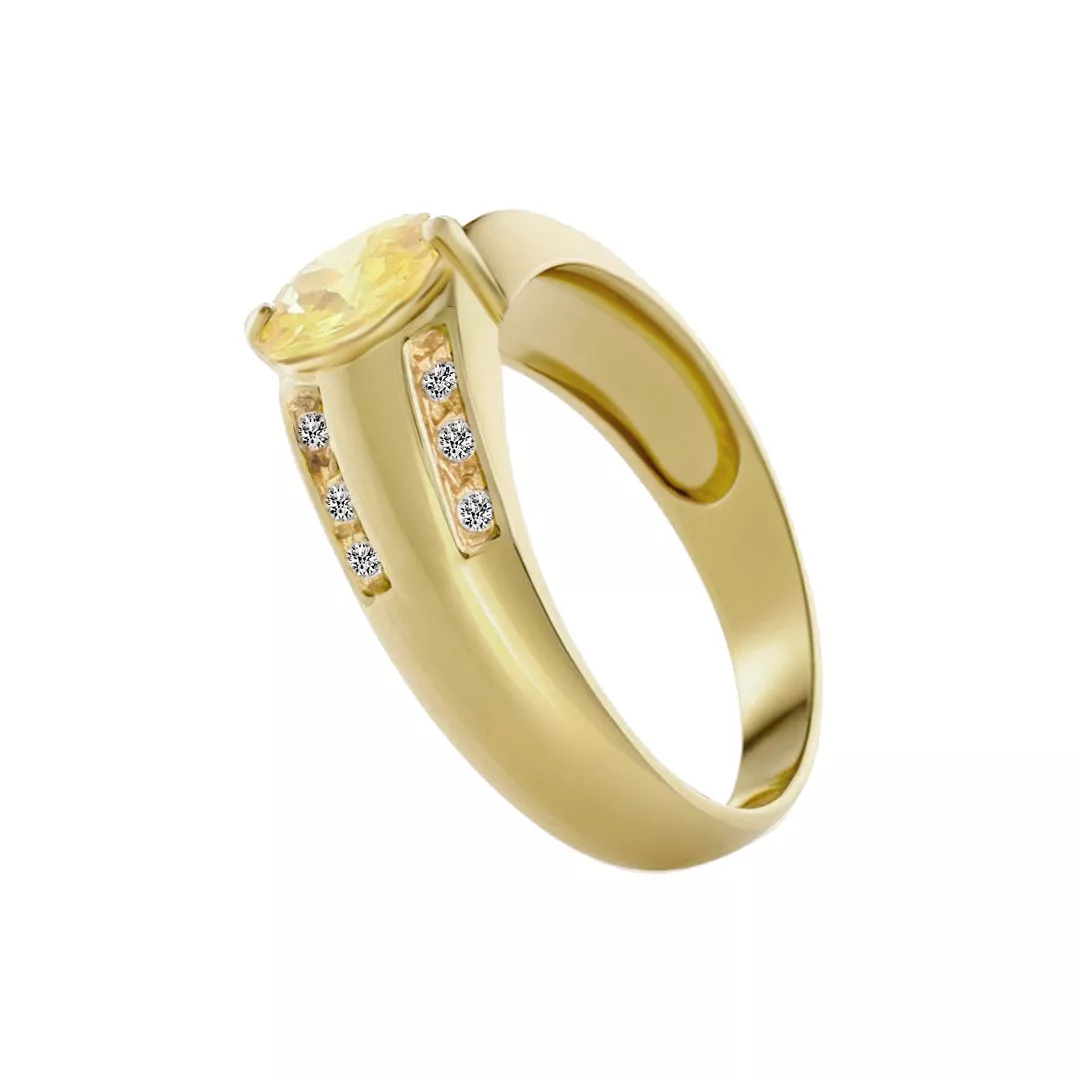 Anillo de oro 18K sortija con zafiro amarillo "Sultán" anillo de oro con zafiro amarillo SULTAN vista lateral