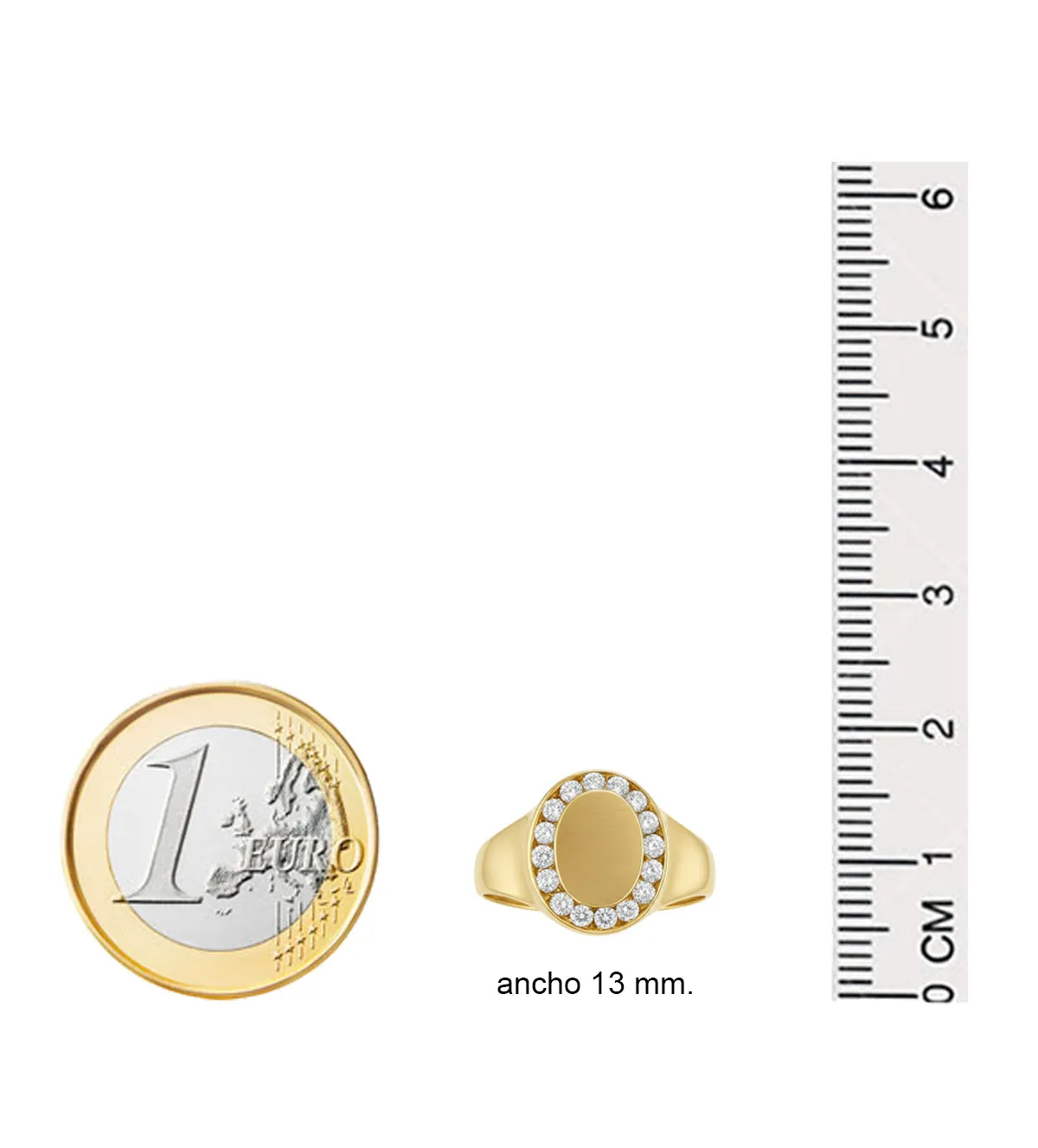 Anillo de oro tipo sello con circones 170_SE007008 Anillo de oro tipo sello con circones 170_SE007008 - Imagen 7