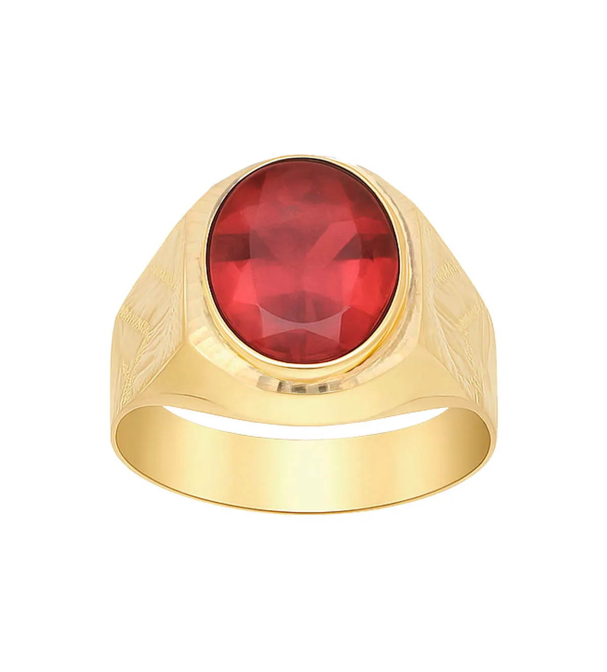 Anillo de oro 18k sello para hombre rubí simil 002_222-S anillo-de-oro-sello-para-hombre-rubi-sintetico-002_222-S