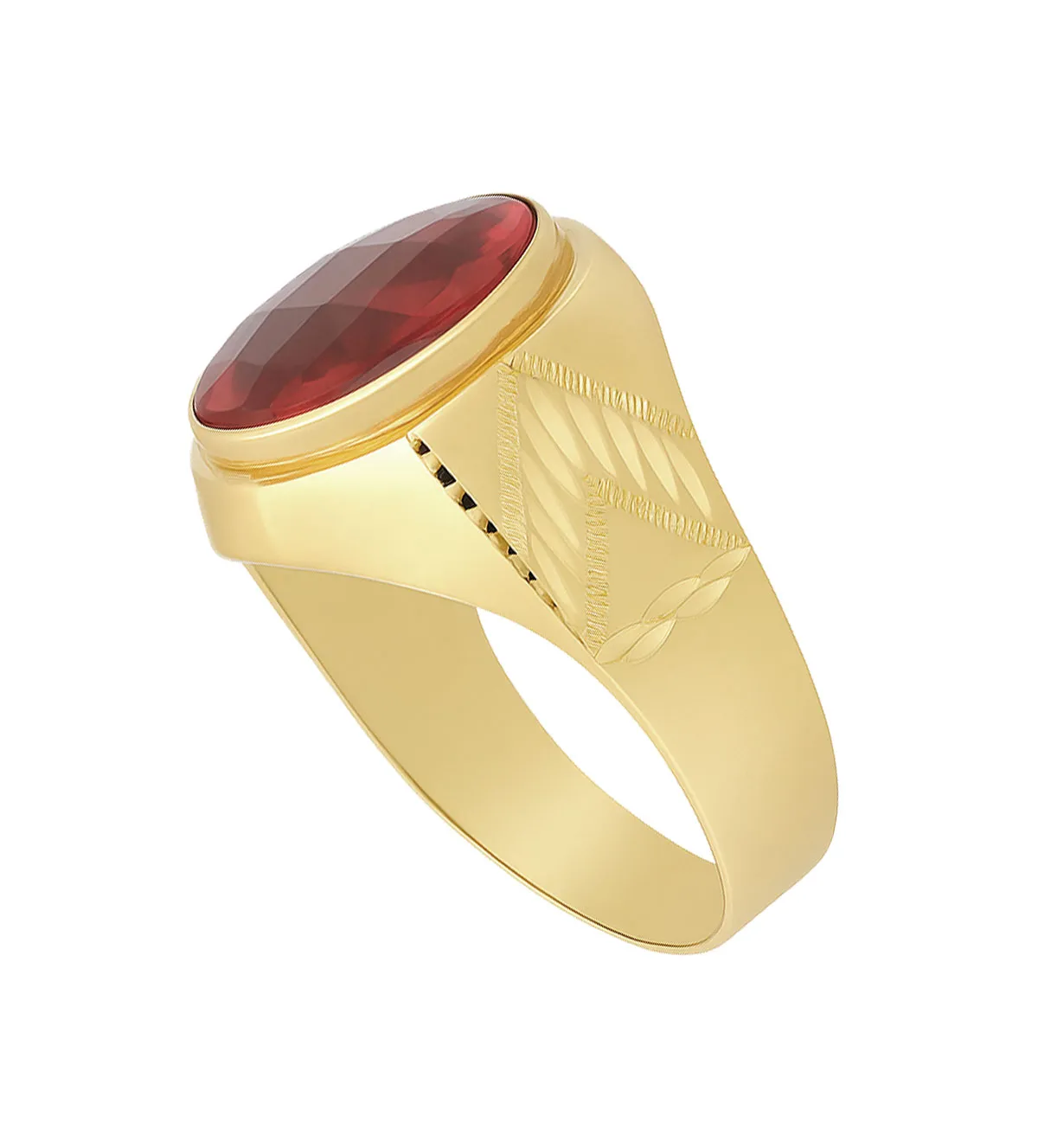 Anillo de oro 18k sello para hombre rubí simil 002_222-S anillo-de-oro-sello-para-hombre-rubi-sintetico-002_222-S toma lateral