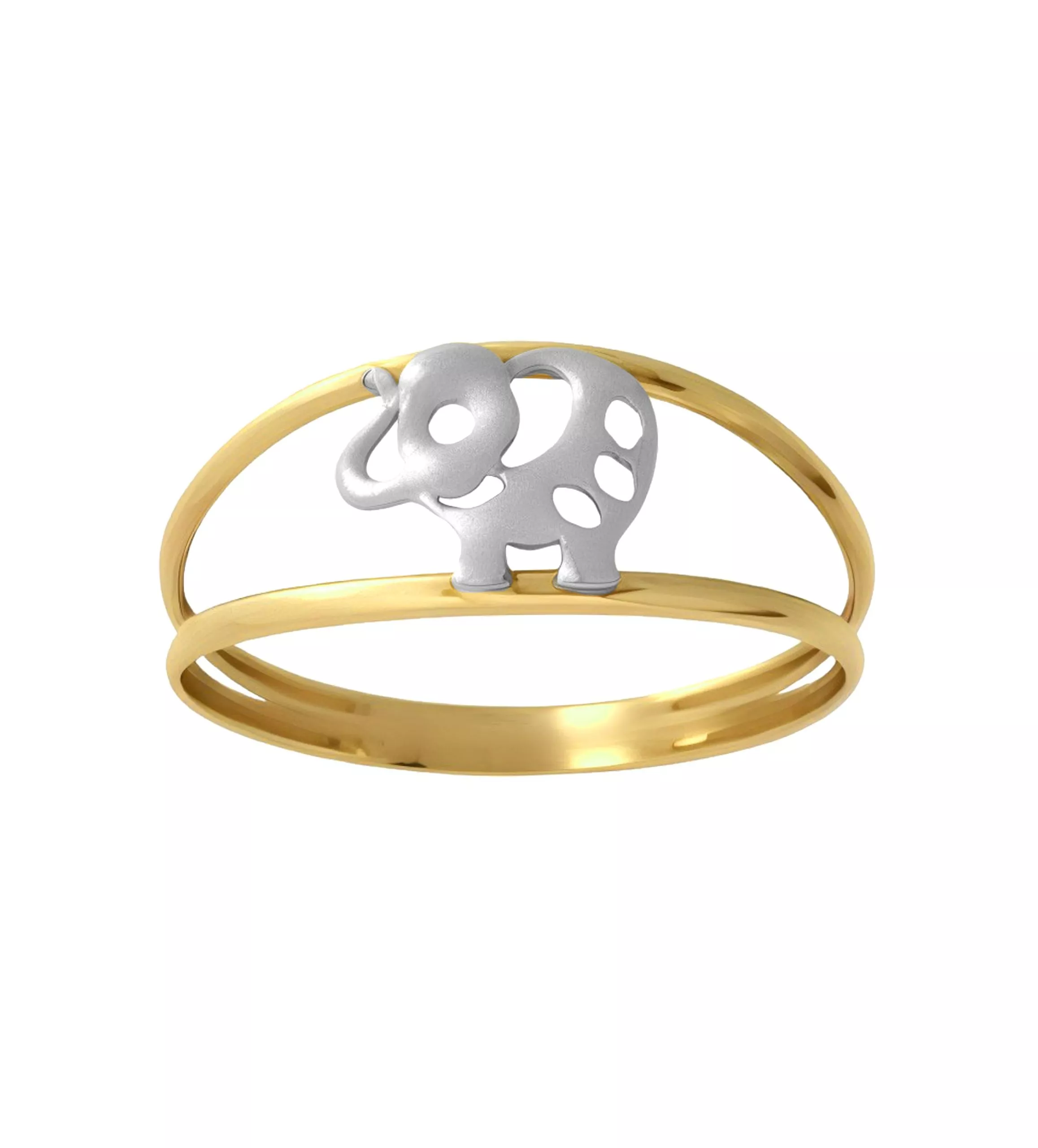 anillo oro bicolor 18 ktes elefante