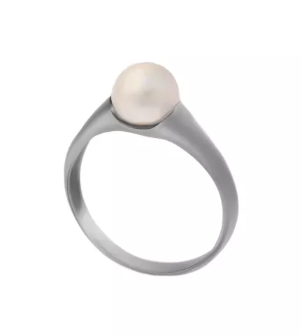 anillo de oro blanco 18k con perla cultivada