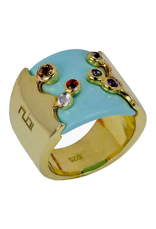 Anillo plata chapada y turquesa con rubíes 004_RA2850T oportunidad outlet Anillo plata ley, sortija con piedras - foto 3 - rfcia.004_RA2850T