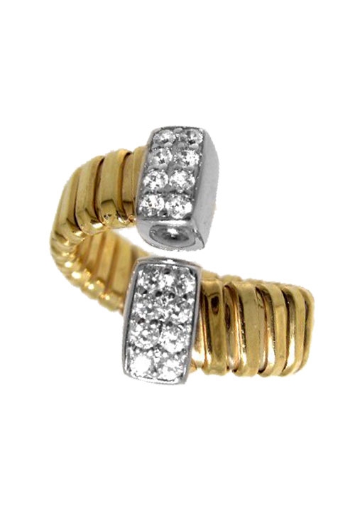 Anillo plata bicolor con circonitas 248_0232-AB anillo tubo gas plata chapada en amarillo modelo tu y yo