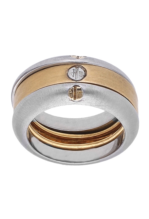 anillo 3 en 1 acero y oro amarillo 18 ktes con adornos cabeza de tornillo vista oblicua precio de ocasion muy barato 142_0390-1