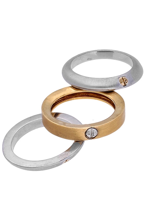 anillo 3 en 1 acero y oro amarillo 18 ktes con adornos cabeza de tornillo vista separadas precio de ocasion muy barato 142_0390-1_03