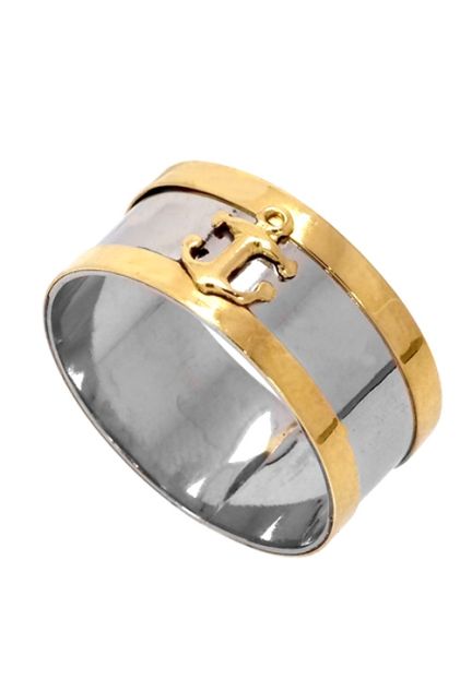 anillo acero y oro amarillo 18 ktes motivo ancla vista secundaria 142_0279-1_01