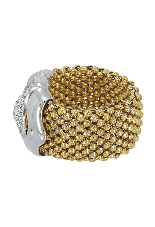 anillo bicolor plata chapada con circonitas brazo tipo malla motivo tipo bulgari vista tumbada 248_0361-AB_02