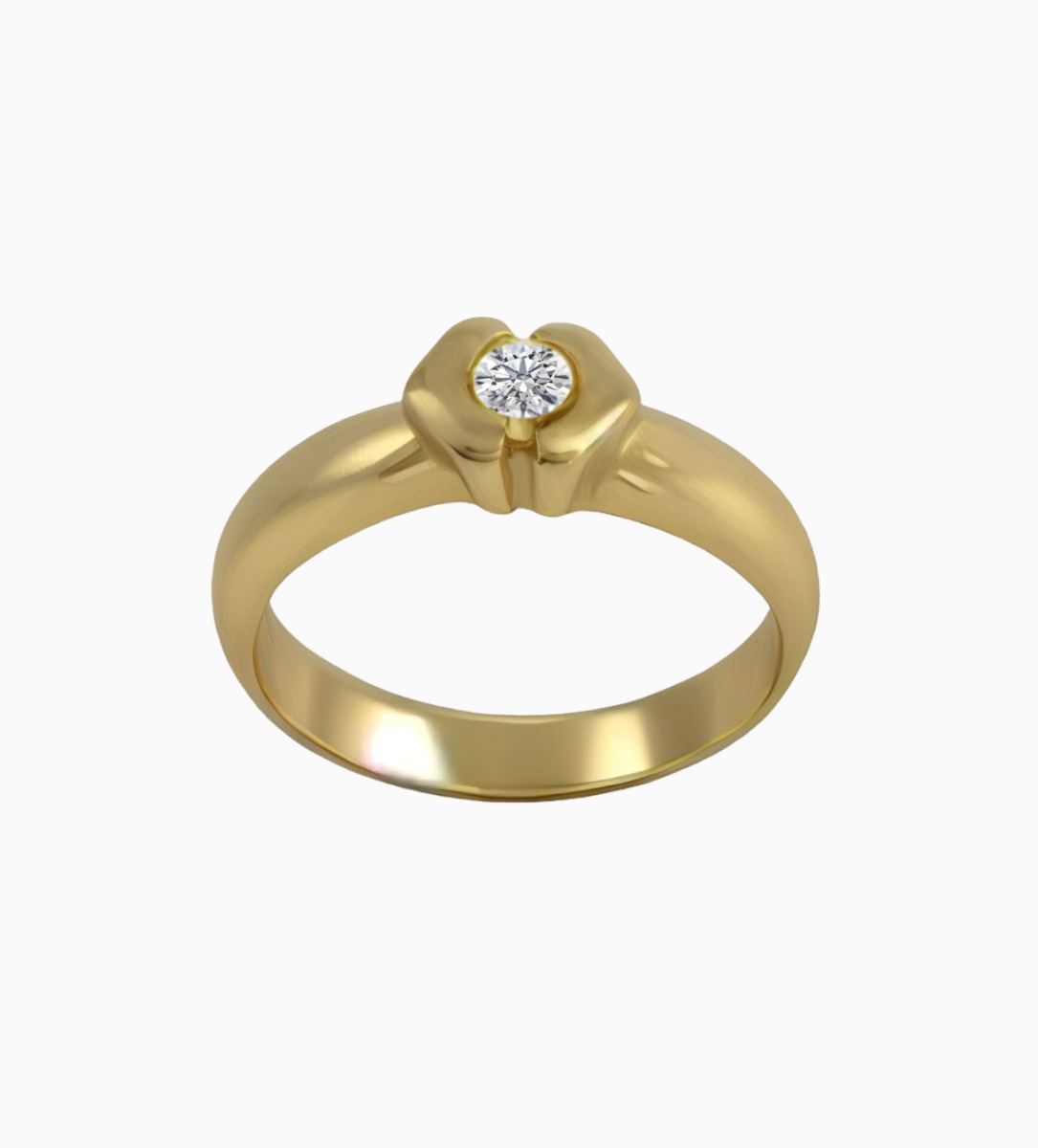 anillo de compromiso oro amarillo 18 ktes con diamante de 0,25 ct. fotografia frontal