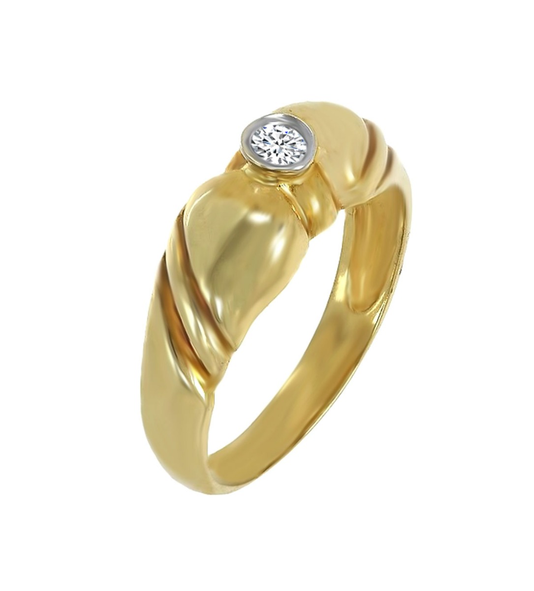 Anillo compromiso oro amarillo 18 ktes y diamante. 044_0543 anillo de oro amarillo 18 ktes tipo solitario con diamante precio muy barato 044-0543-01