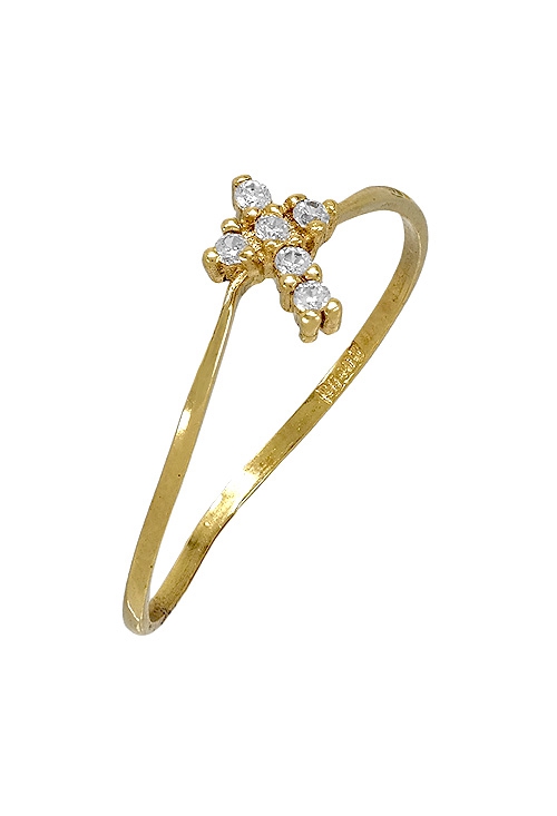 Anillo con cruz de oro amarillo 18 ktes y circonitas 002_52964-S venta online