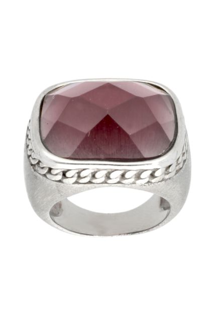 anillo de acero con amatista facetada acabado mate foto frontal 094_90023AM-M