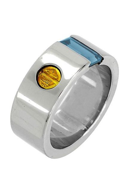 anillo de acero y oro con topacio azul foto oblicua 142_0539-1AZ_01