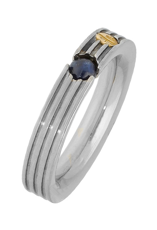 anillo de acero y oro con zafiro azul foto principal 142_0366-1-Z_01