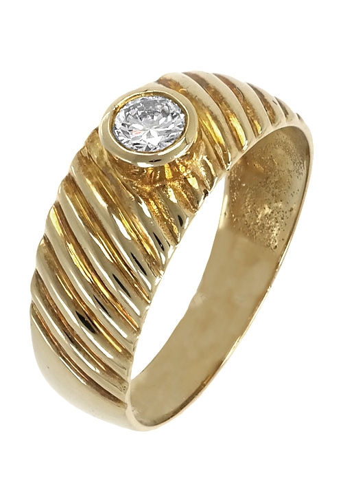 anillo de compromiso solitario oro amarillo 18 ktes con diamante talla brillante vista lateral 003-RS-2341-01