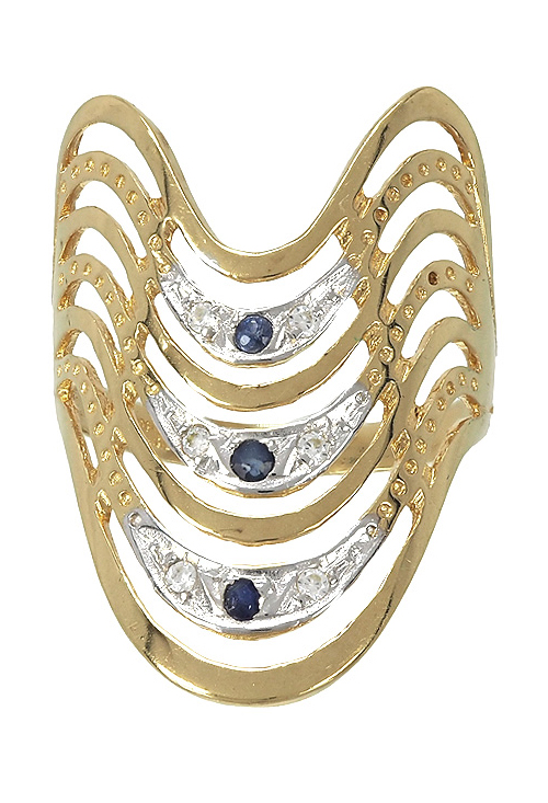 Anillo egipcio oro ley con zafiro y circonitas 002_2591-S-4 Anillo egipcio de oro amarillo para mujer - foto 1 - rfcia.002_2591-S-4