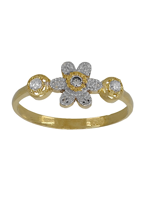 Anillo de oro con circonitas para mujer 002_52956-S joyas de oro y plata