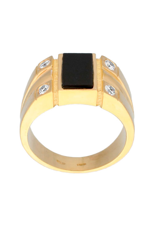 Sello hombre oro amarillo 18 ktes con onix 081_02070 anillo de oro tipo sello para hombre con onix y circonitas vista cenital exterior 081_02070_02