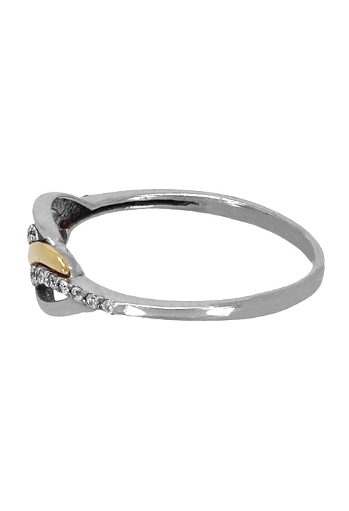 Anillo plata y oro con circonitas 243_925-00495 anillo de plata con detalle de oro y circonitas a precio de ocasion vista tumbada 243_925-00495_02