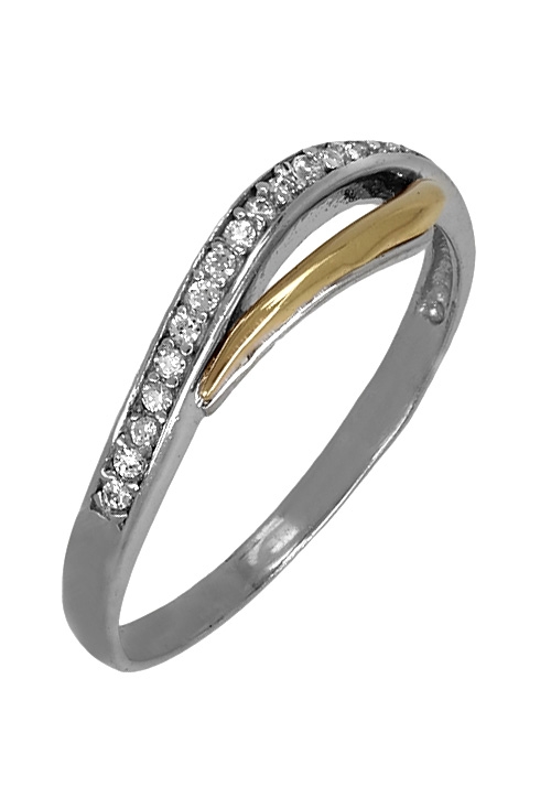 Anillo plata y laminado oro con circonitas 243_925-00413 anillo de plata con detalle de oro y circonitas foto lateral 243_925-00413_01