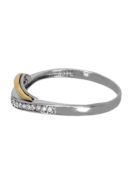 Anillo plata y laminado oro con circonitas 243_925-00413 anillo de plata con detalle de oro y circonitas foto tumbada 243_925-00413_02
